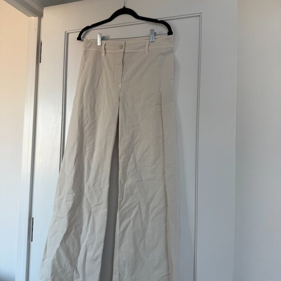 NWOT Nili Lotan Megan Pants White Twill Ankle Length High Rise Wide Leg Sz 6 - Picture 4 of 8